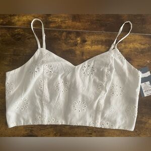 White Eyelet Women's Halter Top